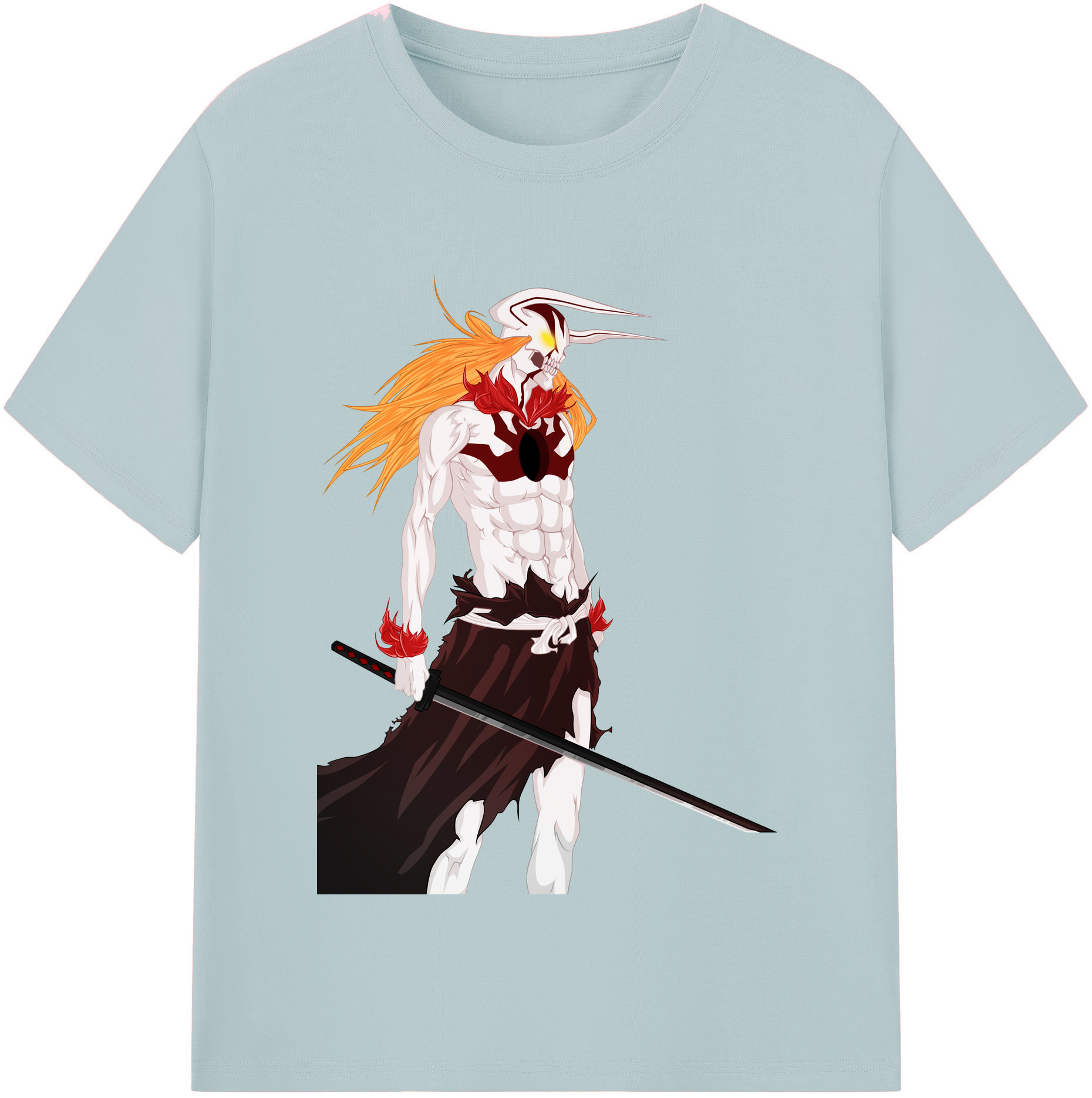 （画像用） ブリーチ 黒崎一護（くろさき いちご）BLEACH Kurosaki Ichigo 綿100％半袖Tシャツ（フロントプリント）